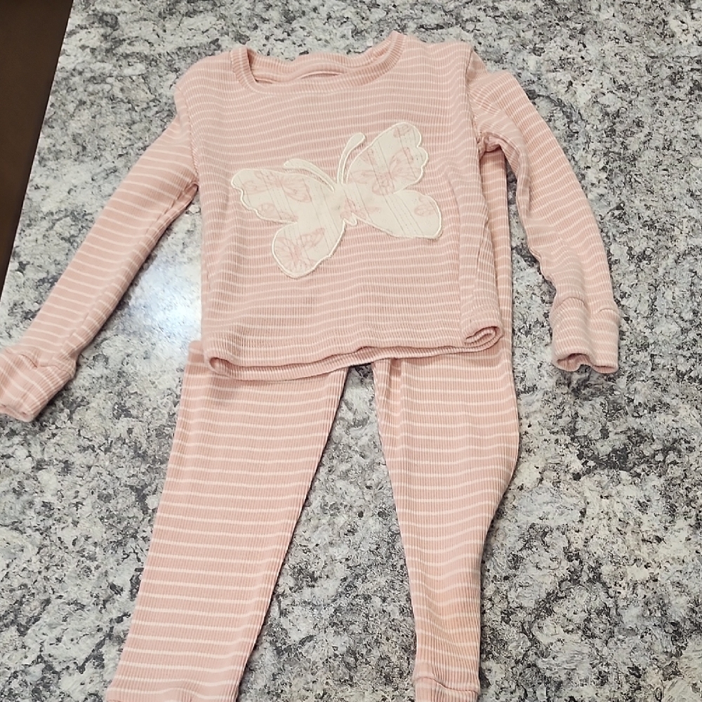 Penelope Mack Pink Striped Butterfly Pajama Set